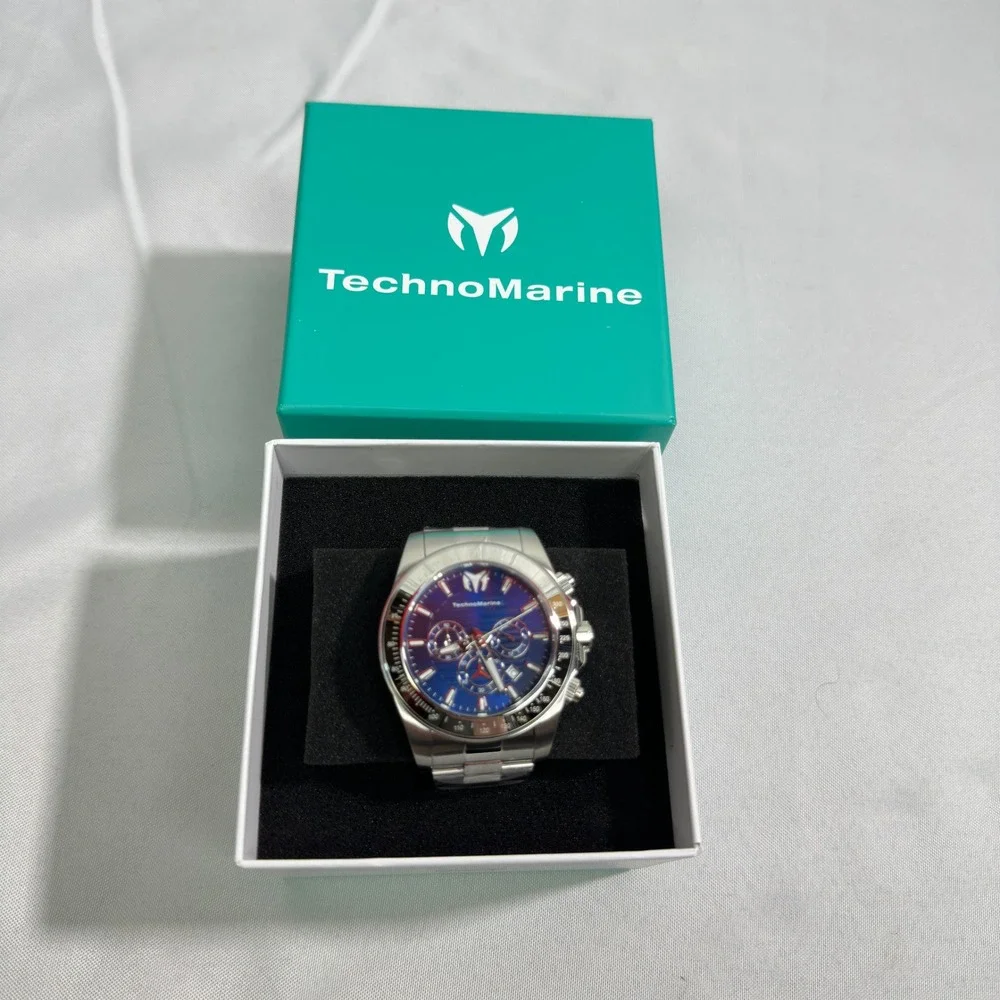 NWT TechnoMarine Manta Ray Watch Men's Blue Chronograph TM-220123 Sport Luxury